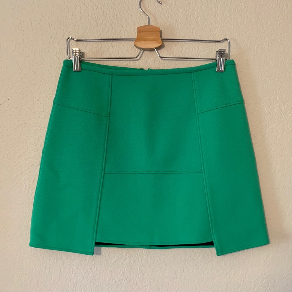 Neoprene Tibi Asymmetrical Green Mini Skirt, 6